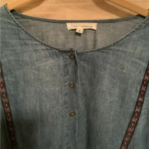 ANGEL & PREMIUM~BLUE JEAN BLOUSE~100% COTTON~SM-M - Picture 4 of 5
